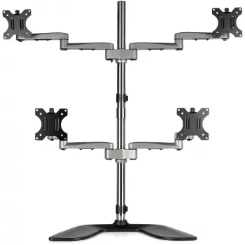 StarTech.com pöytäteline neljälle näytölle - ergonominen VESA 4 -monitorivarsi (2x2) enintään 32 tuumaa - vapaasti seisova säädettävä yleismaston asennusteline - korkeussäädettävä/kallistuva/kiertyvä/kääntyvä - hopea