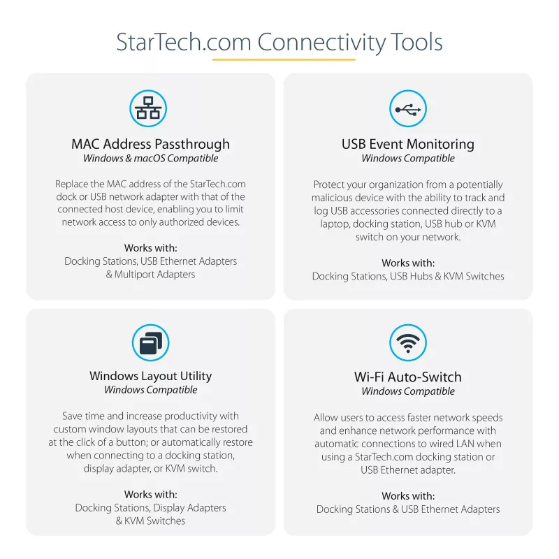 StarTech.com 4K USB-C -telakka, kolmen UHD 4K -näytön telakointiasema, Mac & Windows, USB-C - HDMI & DisplayPort, 100W Power Delivery, 5x USB 5Gbit/s -keskitin – TAA
