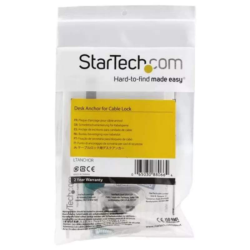 StarTech.com kannettavan kaapelilukon ankkuri – sinkkiseos, ankkuri, hopea, 1 kpl, teräs, 44 mm, 45,8 mm