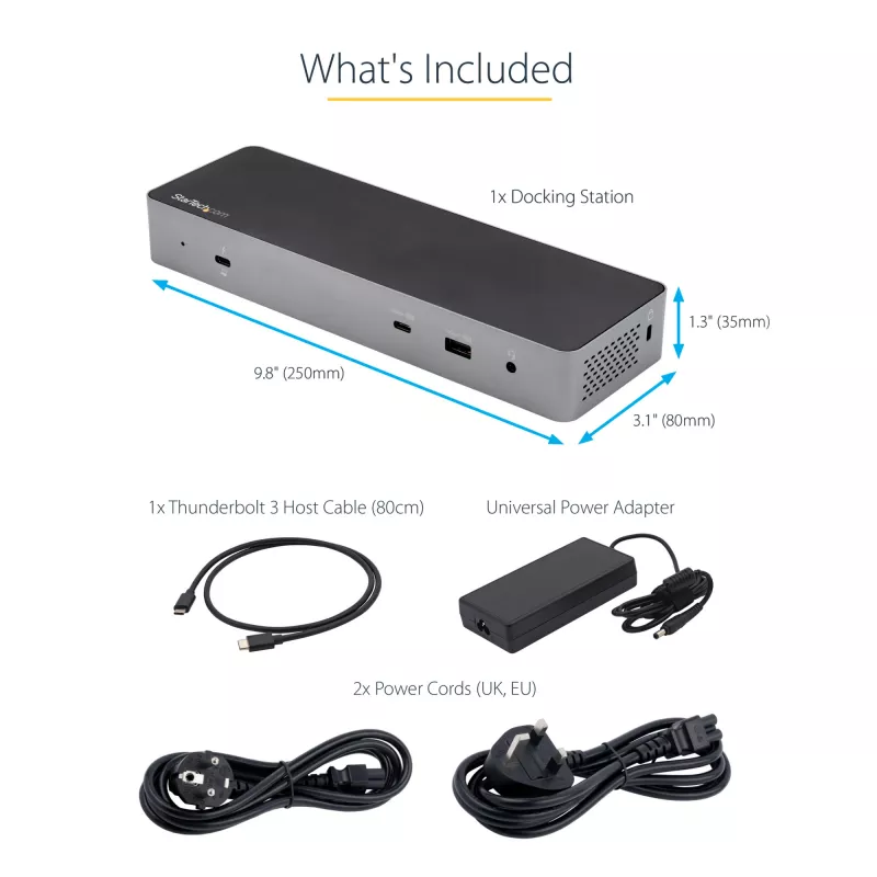 StarTech.com USB C -telakointiasema Macbook Pro/Air-M1/M2/M3/M4:lle, Thunderbolt-yhteensopiva, HDMI/DisplayPort, Dual 4K 60Hz/Single 8K, USB Type-C -kannettavat telakka, 96W Power Delivery, USB 10Gbps