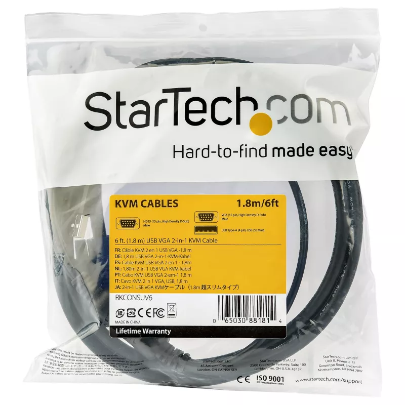 StarTech.com 1,8 m USB-KVM-kaapeli rack-asennettaville konsoleille