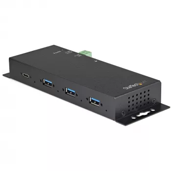 StarTech.com 4-porttinen USB-C-keskitin 10 Gbit/s – teollinen metallinen USB Type-C -keskitin 3x USB-A ja 1x USB-C – ESD- ja ylijännitesuojaus – USB-C- tai USB-A-isäntä – itsetehosteinen, asennettava USB 3.2/3.1 Gen 2 -keskitin