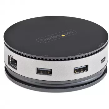 StarTech.com USB-C-moniporttisovitin – USB 3.1 Gen 2 10 Gbit/s Type-C-minitelakka 4K 60 Hz HDMI/DisplayPort tai 1080p VGA – 75 W PD -läpivienti, 3-porttinen USB-keskitin, GbE – kannettava telakointiasema