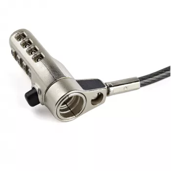 StarTech.com 6,5 ft (2 m) 3-in-1 yleinen kannettavan tietokoneen kaapelilukko – 4-numeroinen yhdistelmälukko kannettavalle/pöytätietokoneelle, yhteensopiva K-slot-, Nano- ja Wedge-slot-tietokoneiden kanssa – varkaudenestoteräksinen kaapeli