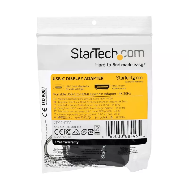 StarTech.com kompakti USB-C–HDMI-sovitin – 4K 30 Hz USB Type-C–HDMI-videonäyttömuunnin avainrenkaalla – USB-C DP Alt Mode – HDMI-näyttödongle – Thunderbolt 3 -yhteensopiva