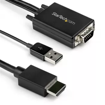 StarTech.com 2 m VGA–HDMI-muunninkaapeli USB-äänituella ja virransyötöllä – analoginen-digitaalinen videoadapterikaapeli VGA-tietokoneen liittämiseen HDMI-näyttöön – 1080p uros-uros-näyttökaapeli