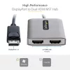 StarTech.com DP–dual HDMI MST -keskitin – dual HDMI 4K 60 Hz – DisplayPort-moninäyttöadapteri 30 cm kaapelilla – DP 1.4 Multi Stream Transport -keskitin, DSC | HBR3 – DP–HDMI-jakaja
