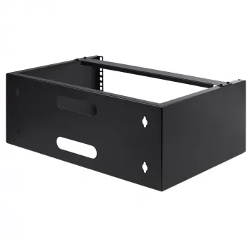 StarTech.com 4U seinäasennettava verkkokaappi – 14 tuuman syvyys (matala profiili) – 19 tuuman patch-paneeliteline matalille palvelin- ja IT-laitteille, verkkokytkimille – 20 kg kantavuus, musta