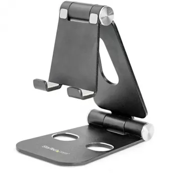 StarTech.com puhelin- ja tablettiteline – taitettava yleismallinen mobiililaite teline älypuhelimille & tableteille – säädettävä ergonominen puhelinteline useilla kulmilla työpöydälle – kannettava – musta