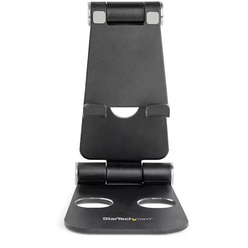 StarTech.com puhelin- ja tablettiteline – taitettava yleismallinen mobiililaite teline älypuhelimille & tableteille – säädettävä ergonominen puhelinteline useilla kulmilla työpöydälle – kannettava – musta
