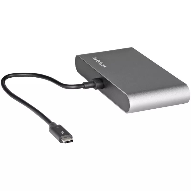 StarTech.com kaksinäyttöinen Thunderbolt-minitelakka, 4K 60Hz HDMI, ajuriton keskitin Windowsille & Macille, Gigabit Ethernet, 1 x USB 5Gbps & 1x USB 2.0, 28 cm kaapeli
