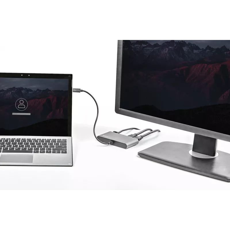 StarTech.com kaksinäyttöinen Thunderbolt-minitelakka, 4K 60Hz HDMI, ajuriton keskitin Windowsille & Macille, Gigabit Ethernet, 1 x USB 5Gbps & 1x USB 2.0, 28 cm kaapeli