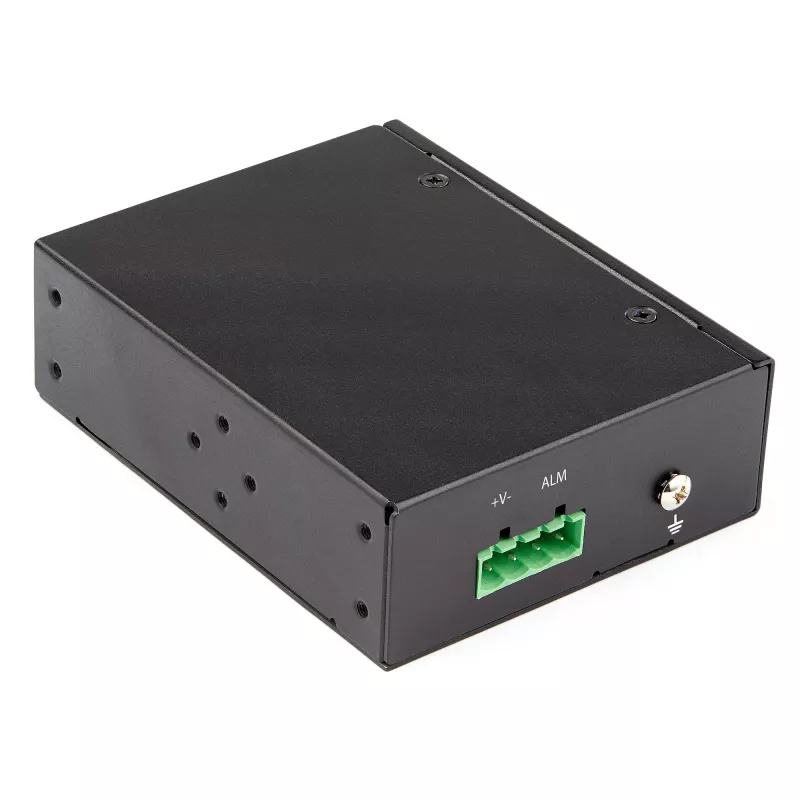 StarTech.com PoE+ teollinen kuitu–Ethernet-mediakonvertteri 60W – SFP–RJ45 – Singlemode/Multimode kuitu kupari Gigabit Ethernetiin – kompakti koko – IP30/ -40…+75 °C