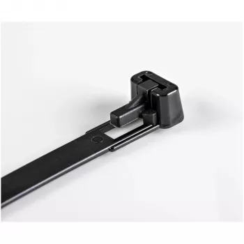 StarTech.com 15 cm uudelleenkäytettävät kaapelisidokset – 7 mm leveä, 35 mm nippuhalkaisija, 22 kg vetolujuus, avattavat nailonsidokset, sisä-/ulkokäyttöön, 94V-2/UL-listattu, 100 kpl:n pakkaus – musta