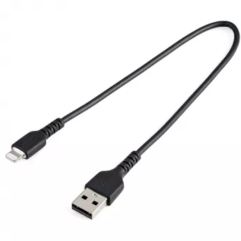 StarTech.com 30cm luja musta USB-A - Lightning -kaapeli – Heavy-Duty karkea aramidikuituinen USB Type-A - Lightning-lataus-/synkronointikaapeli – Apple MFi -sertifioitu iPad/iPhone 12