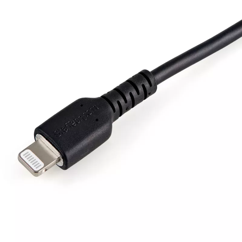 StarTech.com 30cm luja musta USB-A - Lightning -kaapeli – Heavy-Duty karkea aramidikuituinen USB Type-A - Lightning-lataus-/synkronointikaapeli – Apple MFi -sertifioitu iPad/iPhone 12