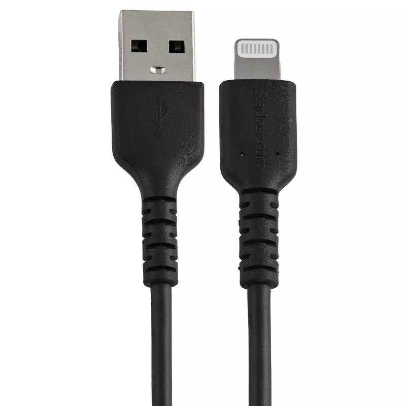 StarTech.com 30cm luja musta USB-A - Lightning -kaapeli – Heavy-Duty karkea aramidikuituinen USB Type-A - Lightning-lataus-/synkronointikaapeli – Apple MFi -sertifioitu iPad/iPhone 12