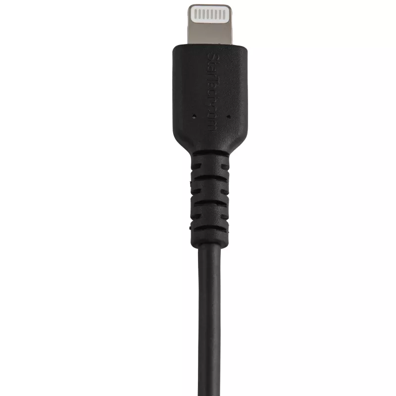 StarTech.com 30cm luja musta USB-A - Lightning -kaapeli – Heavy-Duty karkea aramidikuituinen USB Type-A - Lightning-lataus-/synkronointikaapeli – Apple MFi -sertifioitu iPad/iPhone 12