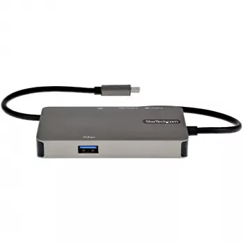 StarTech.com USB-C-moniporttiadapteri – USB-C - 4K 30Hz HDMI tai 1080p VGA – USB Type-C -minitelakka 100W Power Delivery -läpiviennillä, 3-porttinen USB-keskitin 5Gbps, GbE – 12″ (30 cm) kiinteä kaapeli