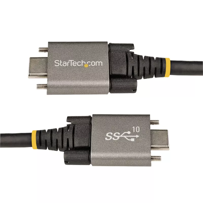 StarTech.com 50cm (20″) sivuruuvattava USB-C-kaapeli 10Gbps – USB 3.1/3.2 Gen 2 Type-C -kaapeli – 100W (5A) Power Delivery -lataus, DP Alt Mode – kaksoisruuvilukitus – USB-C-kaapeli lataus/synkronointi