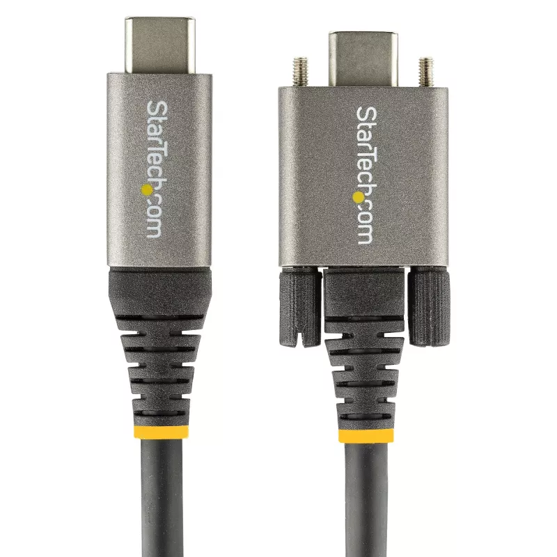 StarTech.com 50cm (20″) sivuruuvattava USB-C-kaapeli 10Gbps – USB 3.1/3.2 Gen 2 Type-C -kaapeli – 100W (5A) Power Delivery -lataus, DP Alt Mode – kaksoisruuvilukitus – USB-C-kaapeli lataus/synkronointi