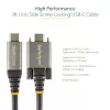StarTech.com 50cm (20″) sivuruuvattava USB-C-kaapeli 10Gbps – USB 3.1/3.2 Gen 2 Type-C -kaapeli – 100W (5A) Power Delivery -lataus, DP Alt Mode – kaksoisruuvilukitus – USB-C-kaapeli lataus/synkronointi