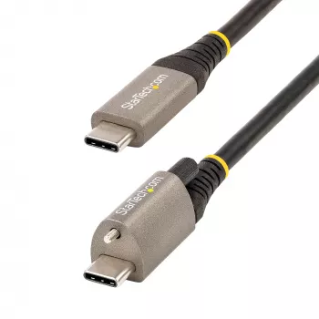 StarTech.com 50 cm yläruuvilukittuva USB-C-kaapeli 10 Gbit/s – USB 3.1/3.2 Gen 2 Type-C -kaapeli – 100 W (5 A) Power Delivery -lataus, DP Alt Mode – yksi ruuvilukitus, USB-C-kaapeli lataus/synkronointi