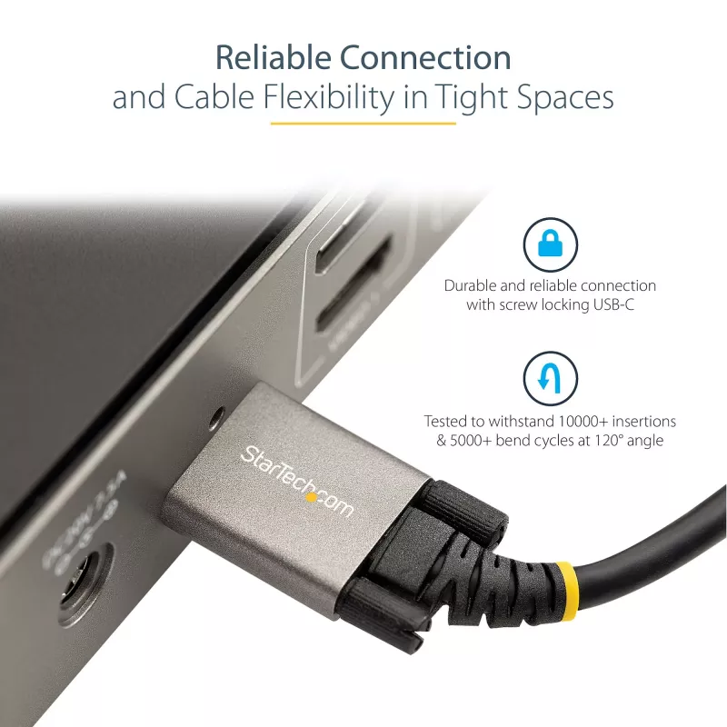 StarTech.com 0,91 m sivuruuvilukittuva USB-C-kaapeli 10 Gbit/s – USB-IF-sertifioitu USB-C-kaapeli – USB 3.1/3.2 Gen 2 Type-C -kaapeli – 100 W (5 A) Power Delivery -lataus, DP Alt Mode – kaksoisruuvilukitus – USB-C-kaapeli lataus/synkronointi