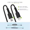 StarTech.com 1m (3ft) USB-C - Lightning -kaapeli, MFi-sertifioitu, spiraalikaapeli iPhone-latauskaapeli, musta, luja TPE-päällyste aramidikuitu, kestävä spiraalikaapeli Lightning