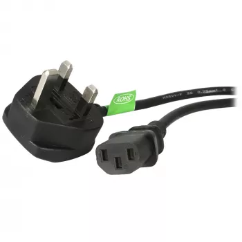 StarTech.com 0,9 m (3ft) UK-tietokoneen virtakaapeli, BS 1363 - C13, 18AWG, 10A 250V, varavirtakaapeli, kylmälaitekaapeli / UK-virtakaapeli, PC-virtalähdekaapeli, TV-virtakaapeli