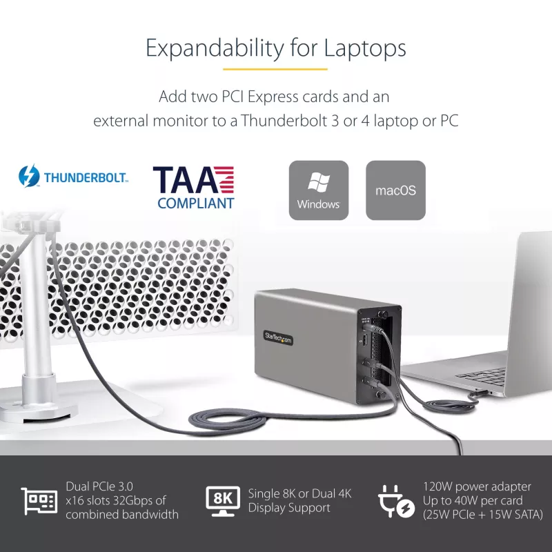 StarTech.com kaksipaikkainen Thunderbolt 3 PCIe -laajennuskehikko