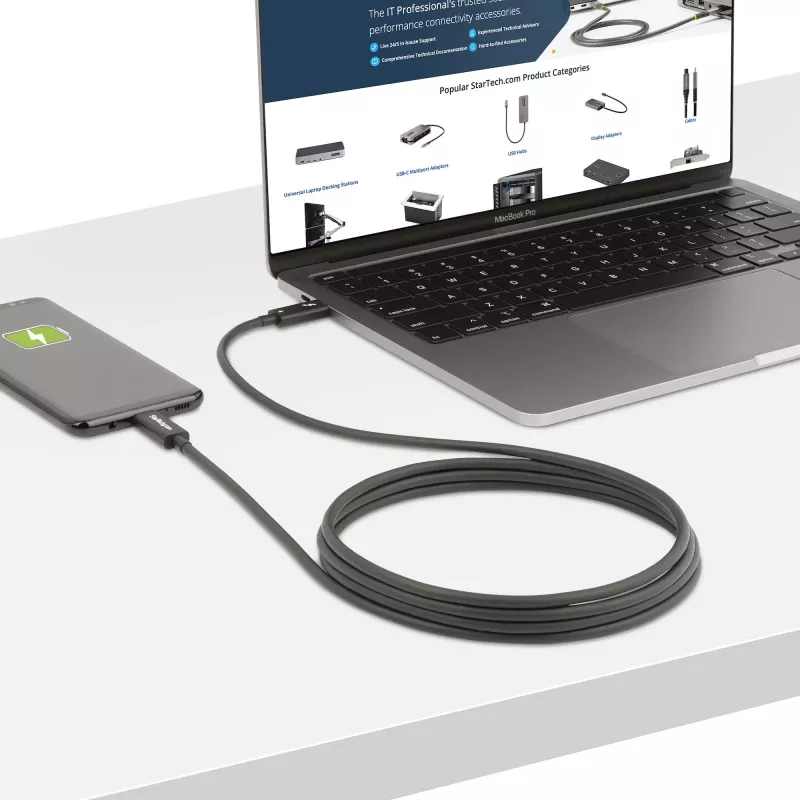 StarTech.com 2m aktiivinen Thunderbolt 4 -kaapeli, 40 Gbit/s, 100W Power Delivery, 4K/8K-video, Intel-sertifioitu Thunderbolt-kaapeli – yhteensopiva USB4/Thunderbolt 4/USB 3.2/USB Type-C/DisplayPort/Thunderbolt 3 kanssa