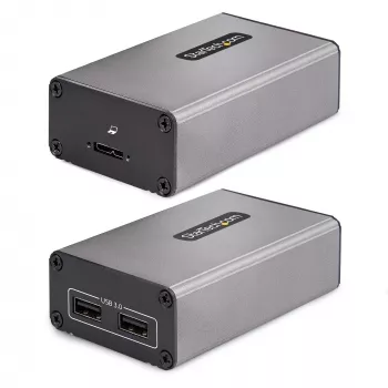 StarTech.com 2-porttinen USB 3.0 -jatko OM3-monimuotokuidulla – LC/LC – 2x 5 Gbit/s USB-A-keskitin – 350 m (1150 jalkaa) kantama – kestävä USB-kuitujatko – optinen USB-jatko