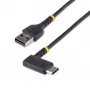 StarTech.com 15 cm USB-A–USB-C-latauskaapeli, kulmikas – kestävä pikalataus-USB-C-kaapeli – musta, USB 2.0 A–Type-C – kestävä aramidiuku – 3A – lyhyt USB-latauskaapeli