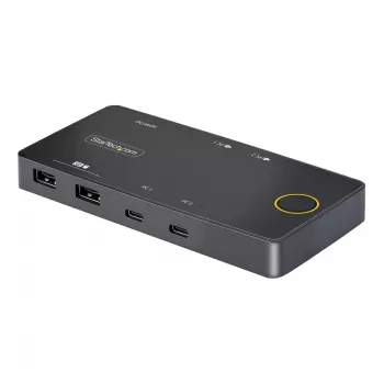 StarTech.com 2-porttinen USB-C-KVM-kytkin, yksi 4K 60Hz HDMI-näyttö, kaksi 100W Power Delivery -läpivientiporttia, väylävirralla toimiva, USB Type-C/USB4/Thunderbolt 3/4 -yhteensopiva – pieni koko