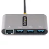 StarTech.com 3-porttinen USB-C-keskitin Ethernetillä - 3x USB-A - gigabit-Ethernet - USB 3.0 5Gbps - väylävirralla toimiva - 1ft/30cm pitkä USB Type-C-isäntäkaapeli - GbE - kannettava USB-C–USB-A-keskitin