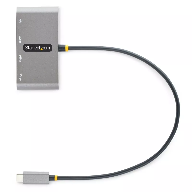 StarTech.com 3-porttinen USB-C-keskitin Ethernetillä - 3x USB-A - gigabit-Ethernet - USB 3.0 5Gbps - väylävirralla toimiva - 1ft/30cm pitkä USB Type-C-isäntäkaapeli - GbE - kannettava USB-C–USB-A-keskitin