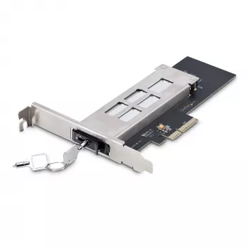 StarTech.com M.2 NVMe SSD – PCIe x4 -mobiiliteline/taustalevy irrotettavalla kelkalla PCI Express -laajennuspaikkaan, työkaluton asennus, PCIe 4.0/3.0 hot-swap-asemapaikka, avainlukko – 2 avainta mukana