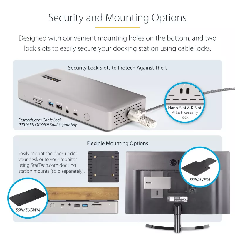 StarTech.com yleinen USB4- ja Thunderbolt 4 -telakointiasema, neljä näyttöä Windowsissa, kaksi näyttöä MacBookissa, HDMI DP -telakka 98W kannettavan lataustoiminnolla