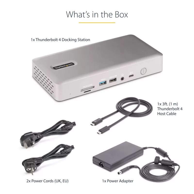 StarTech.com yleinen USB4- ja Thunderbolt 4 -telakointiasema, neljä näyttöä Windowsissa, kaksi näyttöä MacBookissa, HDMI DP -telakka 98W kannettavan lataustoiminnolla