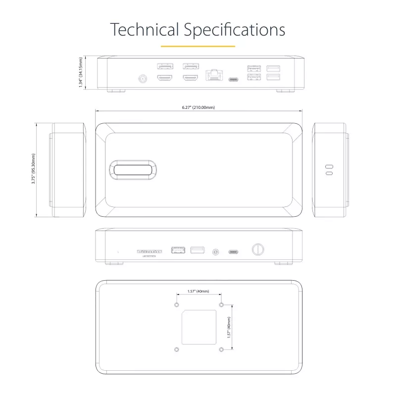 StarTech.com yleinen USB4- ja Thunderbolt 4 -telakointiasema, neljä näyttöä Windowsissa, kaksi näyttöä MacBookissa, HDMI DP -telakka 98W kannettavan lataustoiminnolla