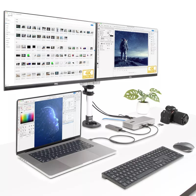 StarTech.com yleinen USB4- ja Thunderbolt 4 -telakointiasema, neljä näyttöä Windowsissa, kaksi näyttöä MacBookissa, HDMI DP -telakka 98W kannettavan lataustoiminnolla