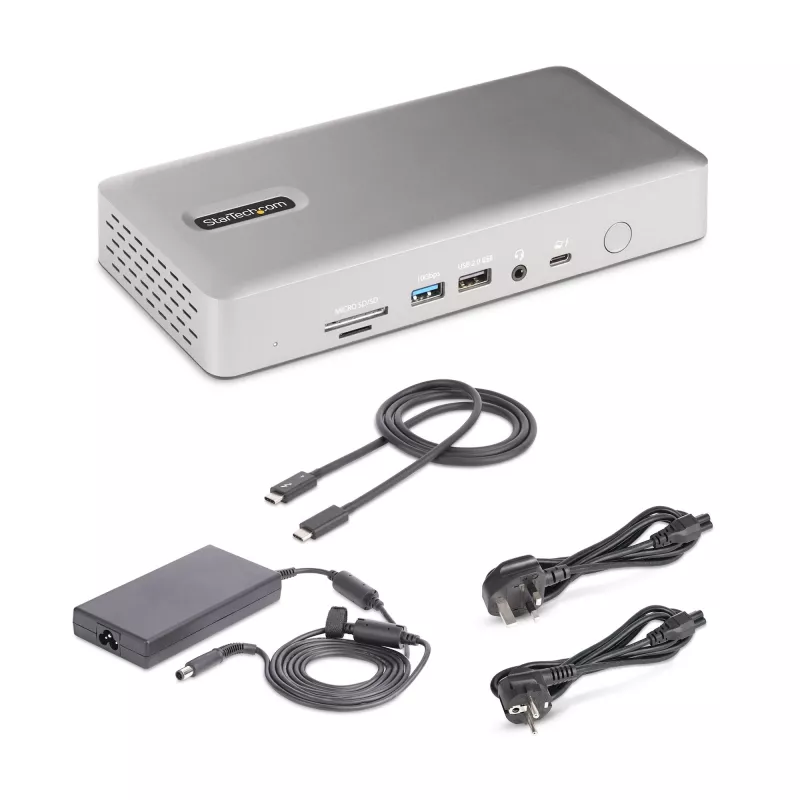 StarTech.com yleinen USB4- ja Thunderbolt 4 -telakointiasema, neljä näyttöä Windowsissa, kaksi näyttöä MacBookissa, HDMI DP -telakka 98W kannettavan lataustoiminnolla