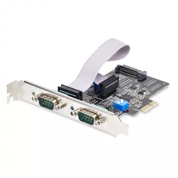 StarTech.com 2-porttinen sarjaliitäntä-PCIe-kortti, kaksi porttia PCI Express – RS232/RS422/RS485 (DB9) -sarjakortti, Low-Profile-kiinnikkeet mukana, 16C1050 UART, Windows/Linux, TAA-yhteensopiva – ESD-suojaus taso 4