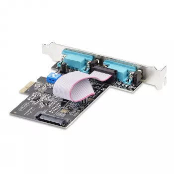 StarTech.com 2-porttinen sarjaliitäntä-PCIe-kortti, kaksi porttia PCI Express – RS232/RS422/RS485 (DB9) -sarjakortti, Low-Profile-kiinnikkeet mukana, 16C1050 UART, Windows/Linux, TAA-yhteensopiva – ESD-suojaus taso 4
