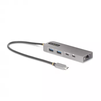 StarTech.com 3-porttinen USB-C-keskitin 2,5 Gbit/s Ethernetillä ja 100 W Power Delivery -läpiviennillä, USB 3.2 10 Gbit/s, 2x USB-A/1x USB-C, kannettava USB Type-C -sovitinkeskitin