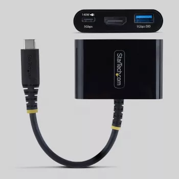 StarTech.com USB-C-HDMI-moniporttisovitin 140-W-PD-latauksella, 4K-60-Hz-HDMI, USB-5-Gbit/s-keskitin, mini-telakka MacBookille / Dellille / Thinkpadille / HP:lle / iPadille / tableteille