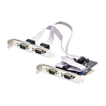 StarTech.com 4-porttinen sarjaportti-PCIe-kortti, neliporttinen PCI Express - RS232/RS422/RS485 (DB9) -sarjakortti, low profile -kiinnike sis., 16C1050 UART, Windows/Linux, TAA-yhteensopiva – ESD-suojaus taso 4