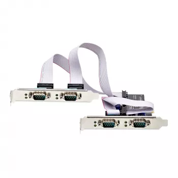 StarTech.com 4-porttinen sarjaportti-PCIe-kortti, neliporttinen PCI Express - RS232/RS422/RS485 (DB9) -sarjakortti, low profile -kiinnike sis., 16C1050 UART, Windows/Linux, TAA-yhteensopiva – ESD-suojaus taso 4