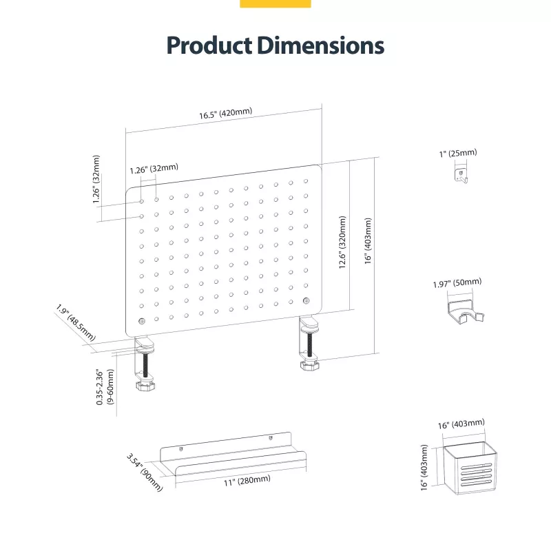 StarTech.com 1612B-DESK-PEGBOARD pöytäjärjestelijäsarja 1 kpl